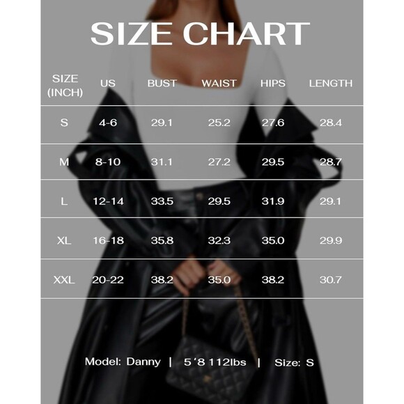 REORIA Womens Basic Sexy Square Neck Double Lined Long Sleeve - Picture 4 of 4